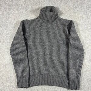 Emozioni Uomo Turtleneck Mens S Grey Wool Waffle Knit Sweater Made in Italy